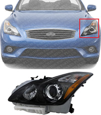 Front Head Light Assembly Left Driver Side Direct Replacement Compatible With 2011-2013 Infiniti G37 / 2014-2015 Q60 IN2502148 260601NL0B