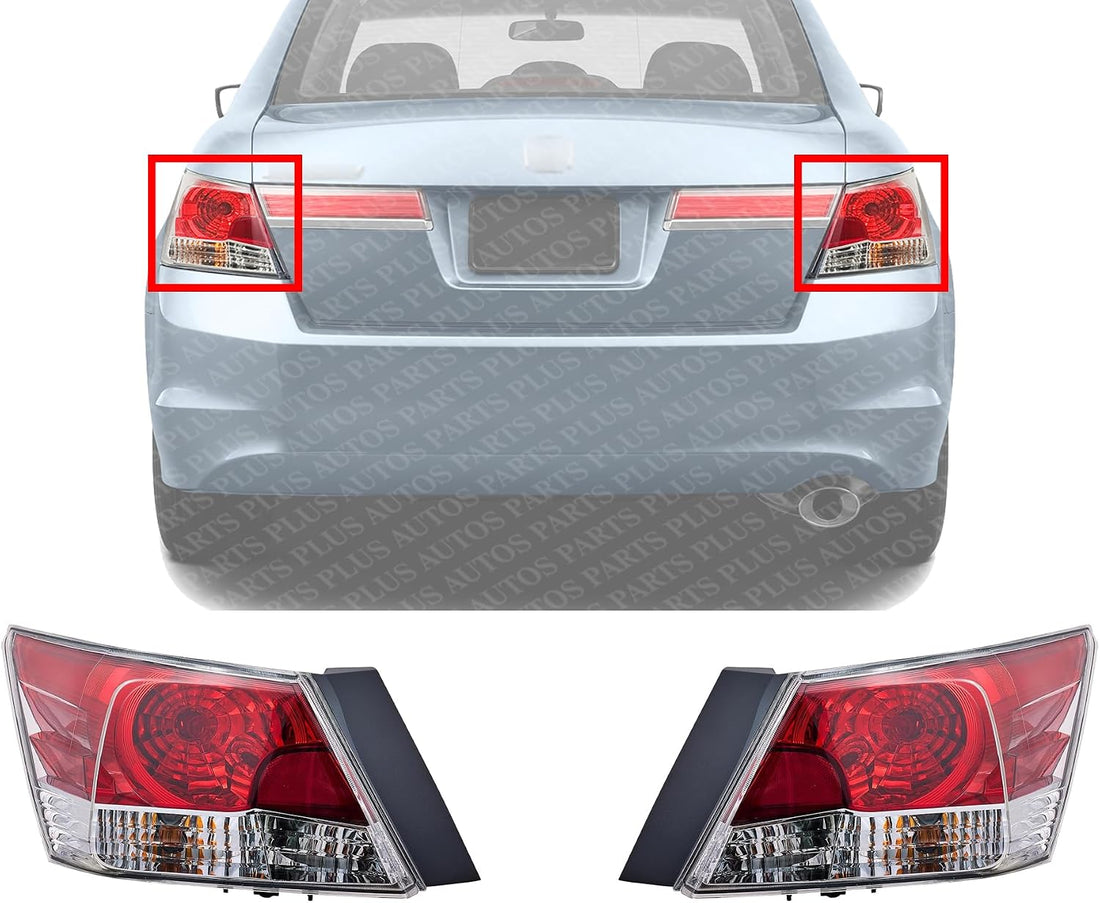 Set Of 2 Tail Light Assembly Plastic Left Driver & Right Passenger Side Direct Replacement Compatible With 2008-2012 Honda Accord HO2801172 HO2800172 33500TA0A01 33550TA0A01