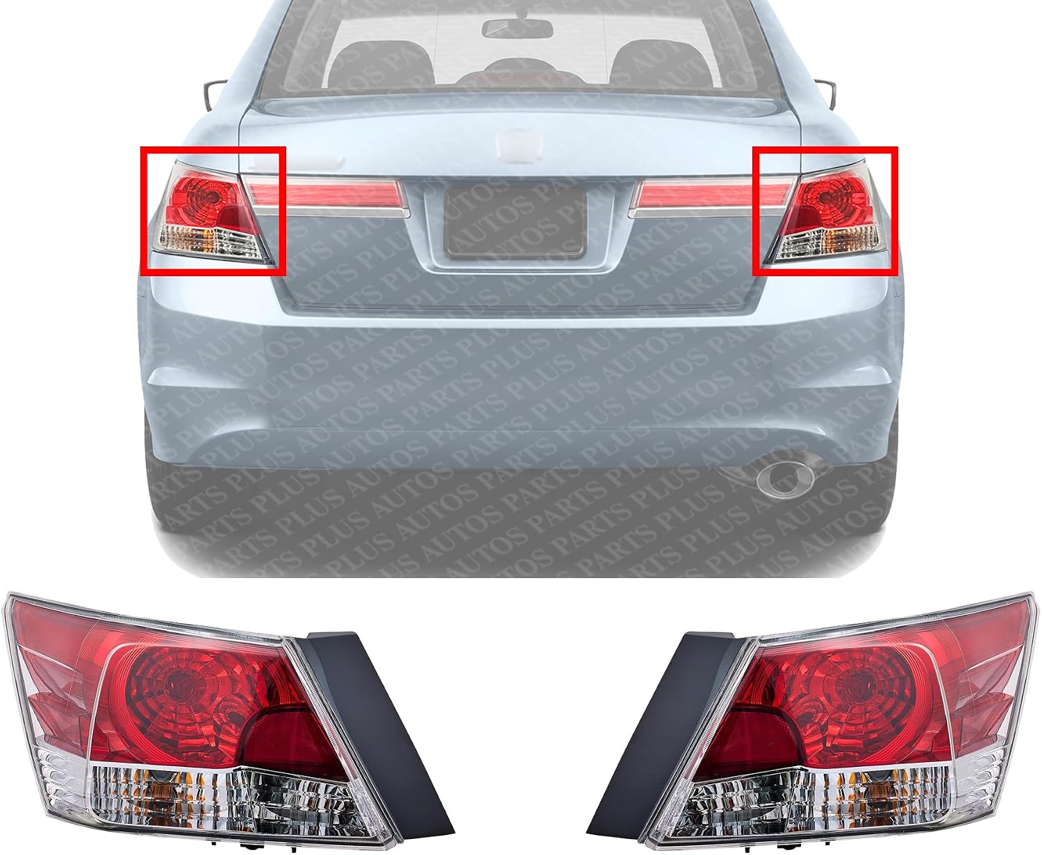 Set Of 2 Tail Light Assembly Plastic Left Driver & Right Passenger Side Direct Replacement Compatible With 2008-2012 Honda Accord HO2801172 HO2800172 33500TA0A01 33550TA0A01