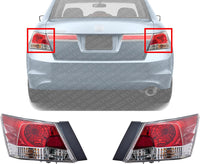 Set Of 2 Tail Light Assembly Plastic Left Driver & Right Passenger Side Direct Replacement Compatible With 2008-2012 Honda Accord HO2801172 HO2800172 33500TA0A01 33550TA0A01