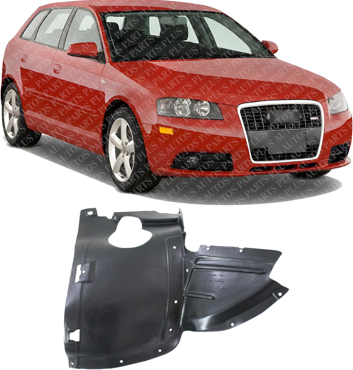 Front Section Fender Liner Right Passenger Side Direct Replacement Compatible With 2006-2011 Audi A3 AU1251101 8P0821192B