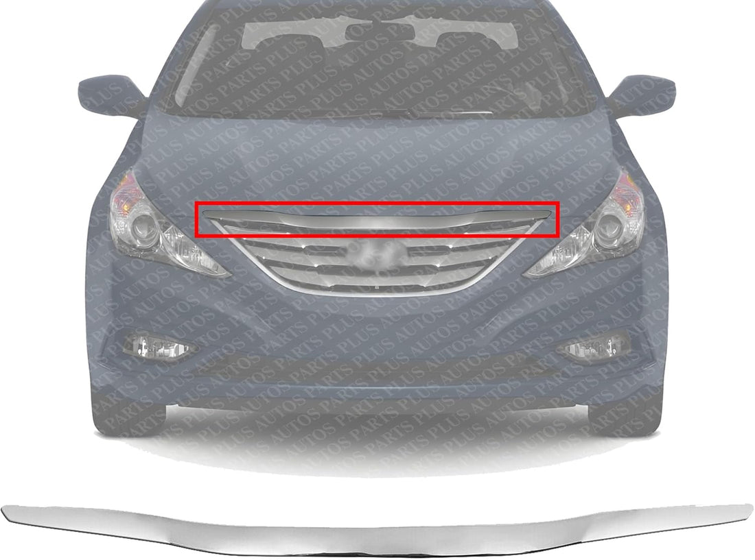 AUTOS PARTS PLUS Front Hood Molding Assembly Chrome Direct Replacement Compatible With 2011-2013 Hyundai Sonata HY1235101 863553S101