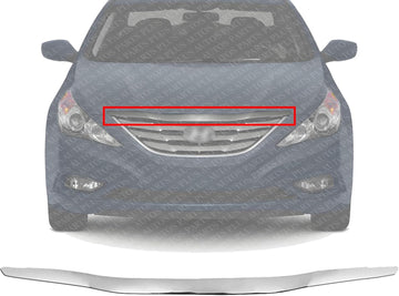 AUTOS PARTS PLUS Front Hood Molding Assembly Chrome Direct Replacement Compatible With 2011-2013 Hyundai Sonata HY1235101 863553S101