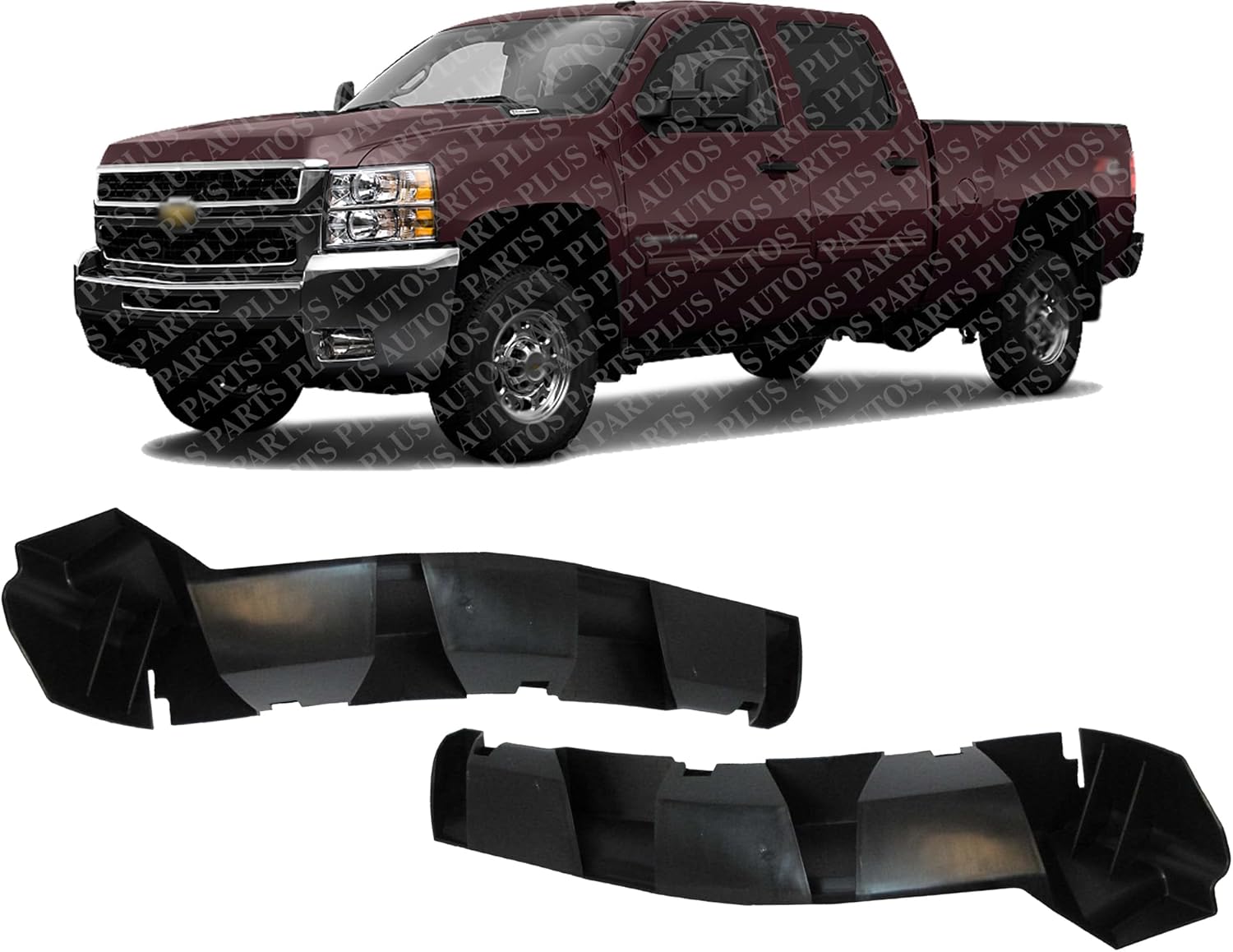 Set Of 2 Front Bumper Filler Support Bracket Left Driver & Right Passenger Side Direct Replacement Compatible With 2007-2010 Chevrolet Silverado 2500/3500 GM1042109 GM1043109