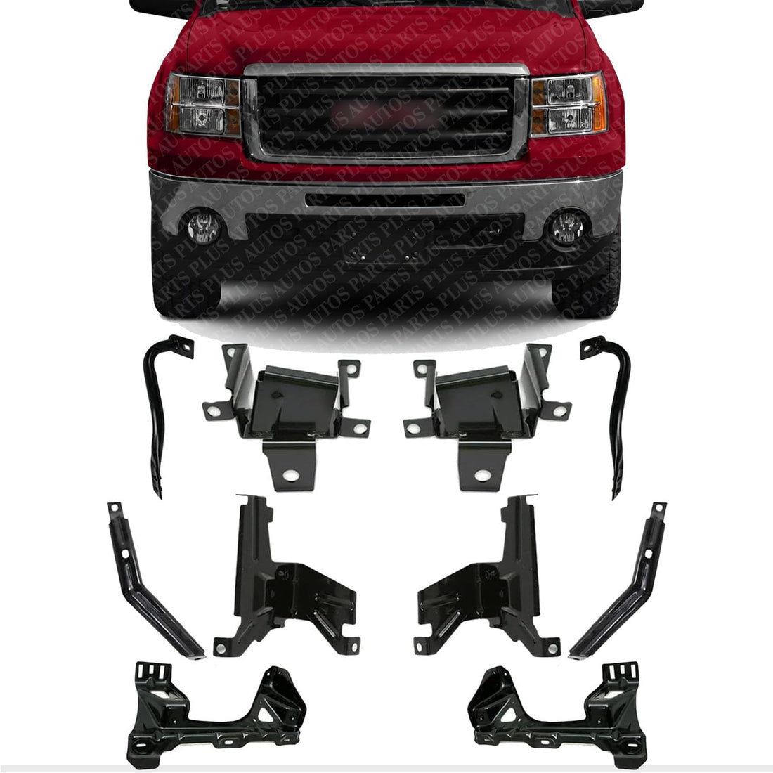 Set Of 10 Front Bumper Or Radiator Support Bracket Left Driver & Right Passenger Side Direct Replacement Compatible With GMC Sierra 1500 2007-2013 GM1067185 GM1066185 GM1067181