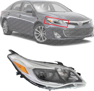 Front Head Light Assembly Plastic Right Passenger Side Direct Replacement Compatible With 2013-2015 Toyota Avalon TO2503215 8111007121