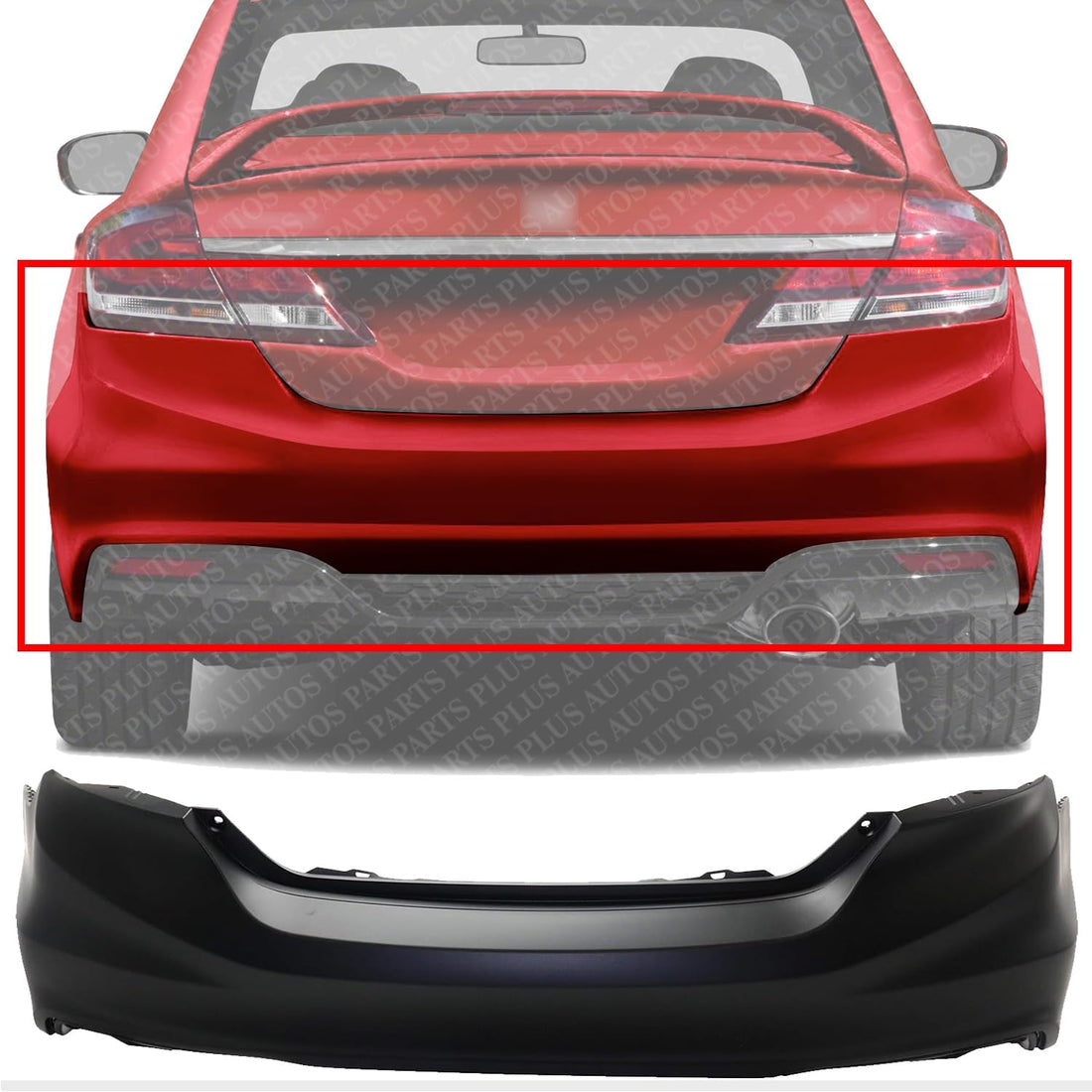 Rear Bumper Upper Cover Primed Direct Replacement Compatible With 2013-2015 Honda Civic HO1100284 04715TR7A80ZZ