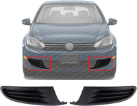 Set Of 2 Front Fog Light Cover Textured Dark Gray Plastic Right Passenger & Left Driver Side Direct Replacement Compatible With 2010-2014 Volkswagen Golf VW1039118 VW1038118