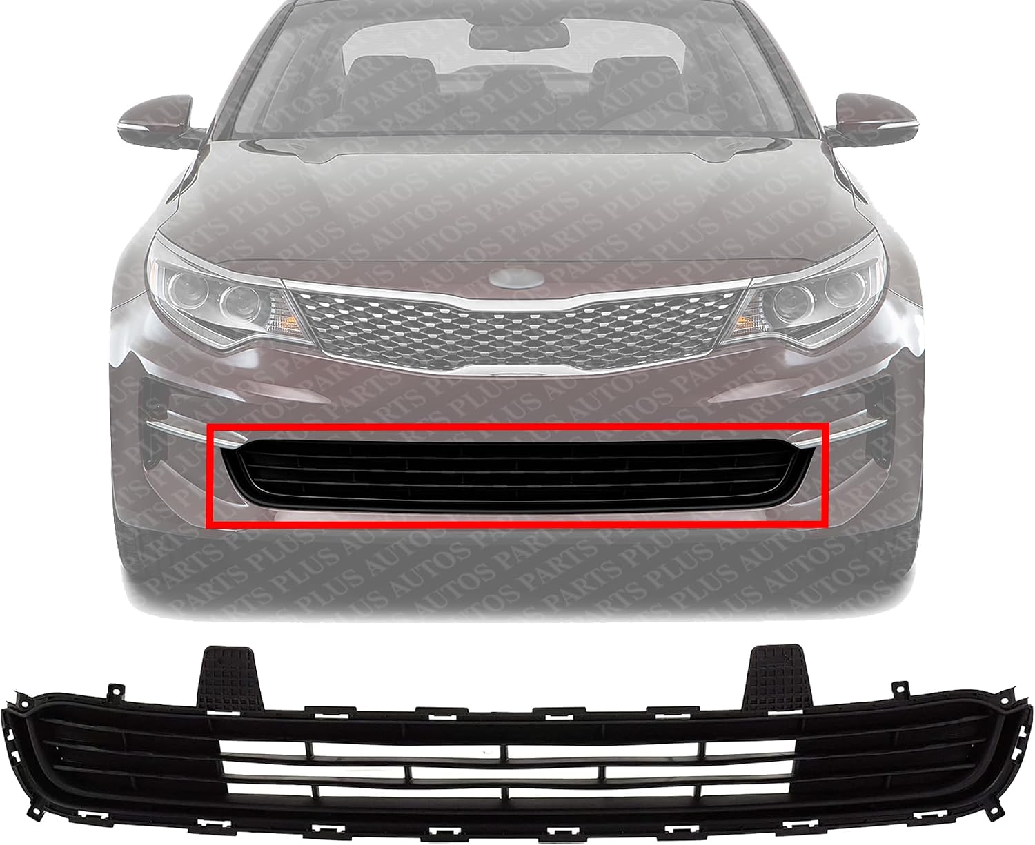 Front Bumper Grille Textured Dark Gray Plastic Direct Replacement Compatible With 2016-2018 Kia Optima KI1036140 86560D5000