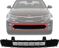 Front Bumper Grille Textured Dark Gray Plastic Direct Replacement Compatible With 2016-2018 Kia Optima KI1036140 86560D5000
