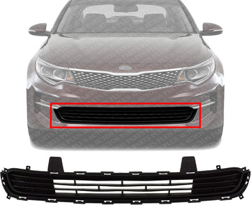 Front Bumper Grille Textured Dark Gray Plastic Direct Replacement Compatible With 2016-2018 Kia Optima KI1036140 86560D5000