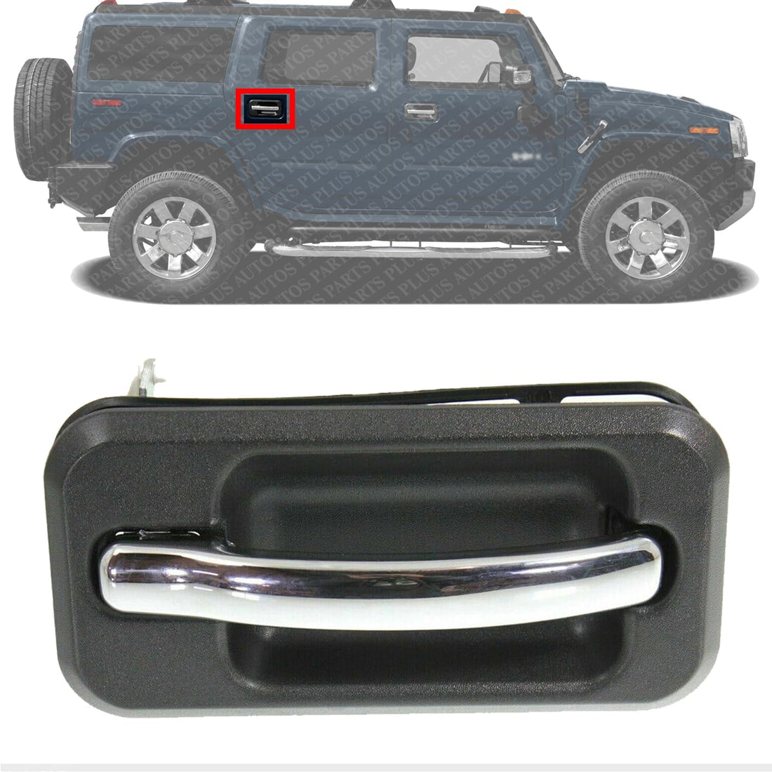 Rear Door Handle Black Bezel with Chrome Lever Right Passenger Side Direct Replacement Compatible with 2003-2009 Hummer H2 HU1521101 25845865