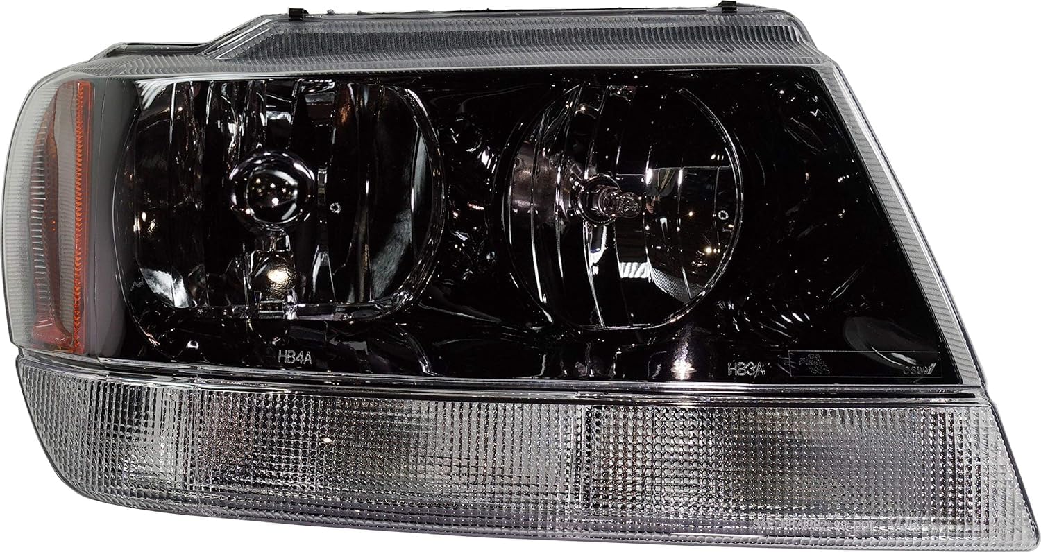 Set Of 2 Front Headlights Assembly With Black Interior Right Passenger & Left Driver Side Direct Replacement Compatible With 1999-2002 Jeep Grand Cherokee CH2502121 CH2502138