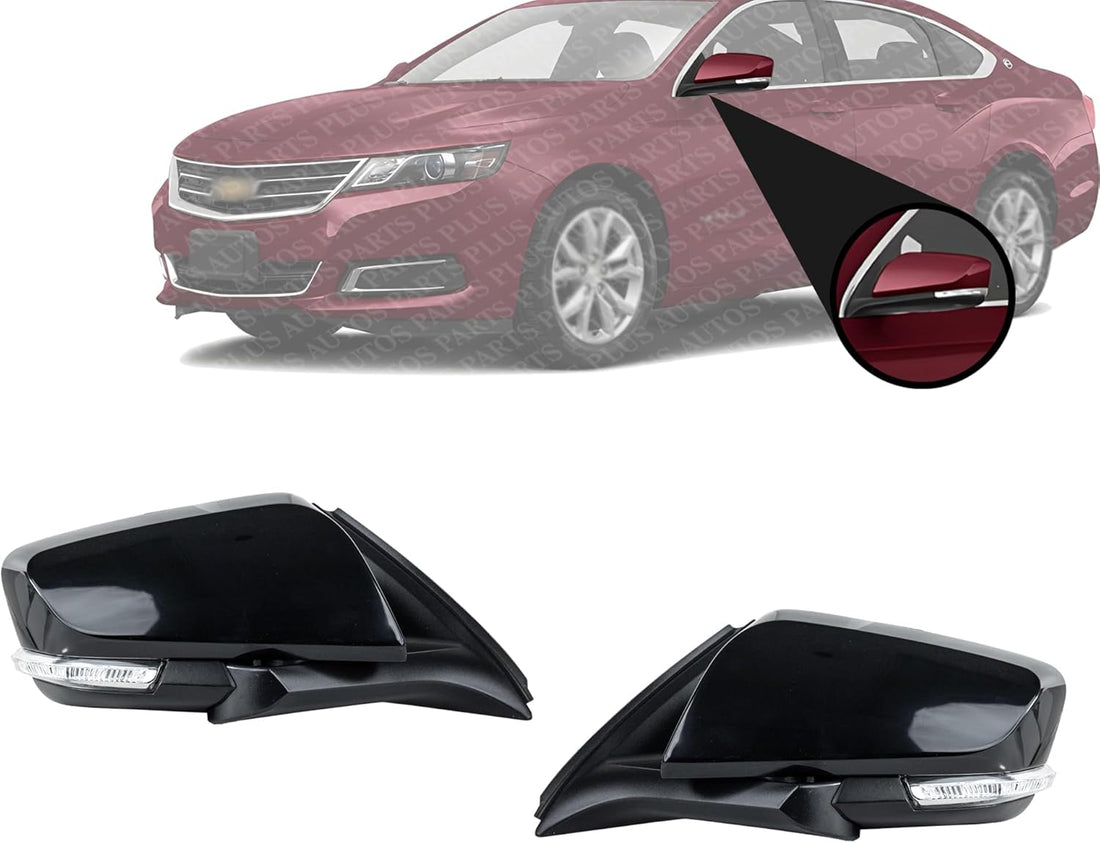 Set Of 2 Front Power Mirrors Manual Folding Heated Paintable Right Passenger & Left Driver Side Direct Replacement Compatible With 2014-2020 Chevrolet Impala 22936936-PFM 22936937-PFM