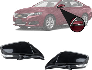 Set Of 2 Front Power Mirrors Manual Folding Heated Paintable Right Passenger & Left Driver Side Direct Replacement Compatible With 2014-2020 Chevrolet Impala 22936936-PFM 22936937-PFM