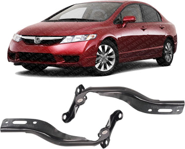 Set Of 2 Front Hood Hinge Assembly Steel Left Driver & Right Passenger Side Direct Replacement Compatible With 2006-2011 Honda Civic HO1236115 HO1236116 60120SNAA00ZZ 60170SNAA00ZZ