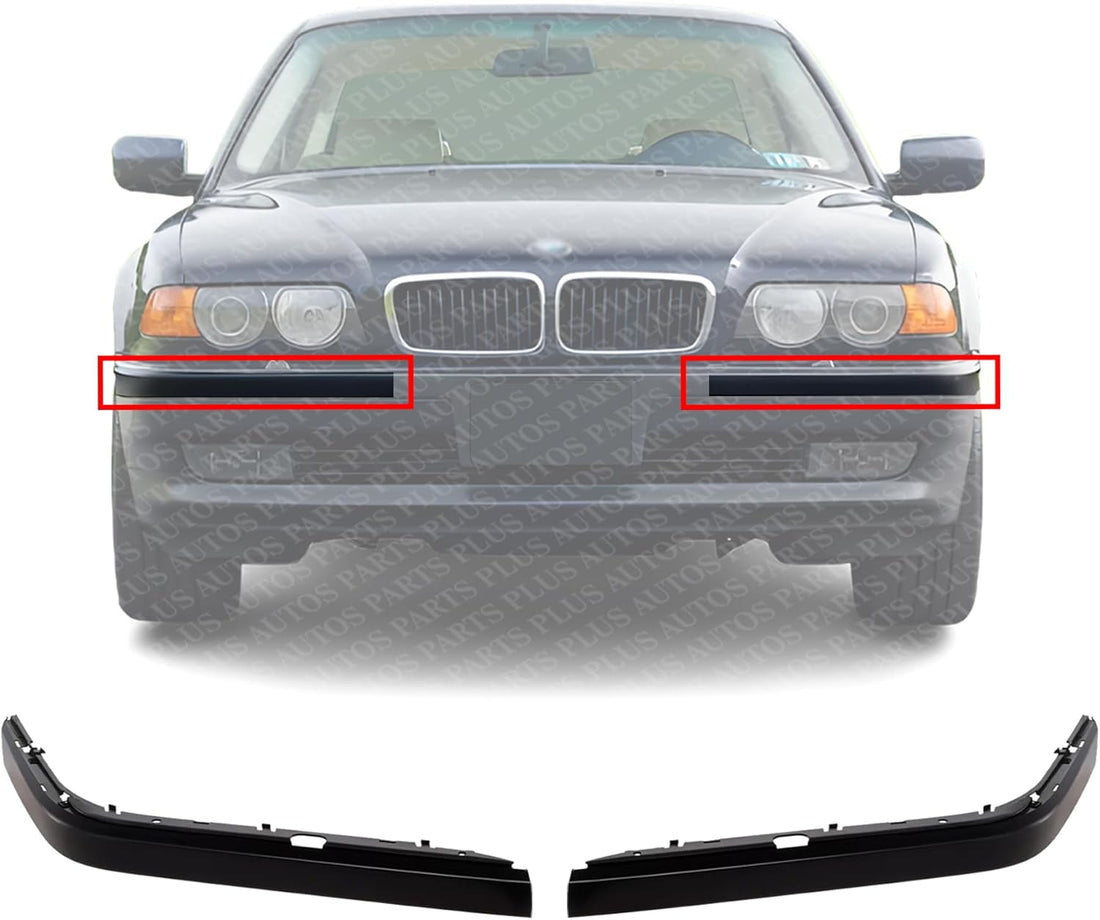 Set Of 2 Front Bumper Molding Outer Cover Plastic Primed Right Passenger & Left Driver Side Direct Replacement Compatible With 1995-2001 BMW 7-Series BM1047101 BM1046101 51118125310