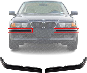 Set Of 2 Front Bumper Molding Outer Cover Plastic Primed Right Passenger & Left Driver Side Direct Replacement Compatible With 1995-2001 BMW 7-Series BM1047101 BM1046101 51118125310