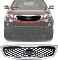 Front Grille Assembly Chrome Shell With Primed Insert Plastic Direct Replacement Compatible With 2011-2013 Kia Sorento KI1200140 863502P000
