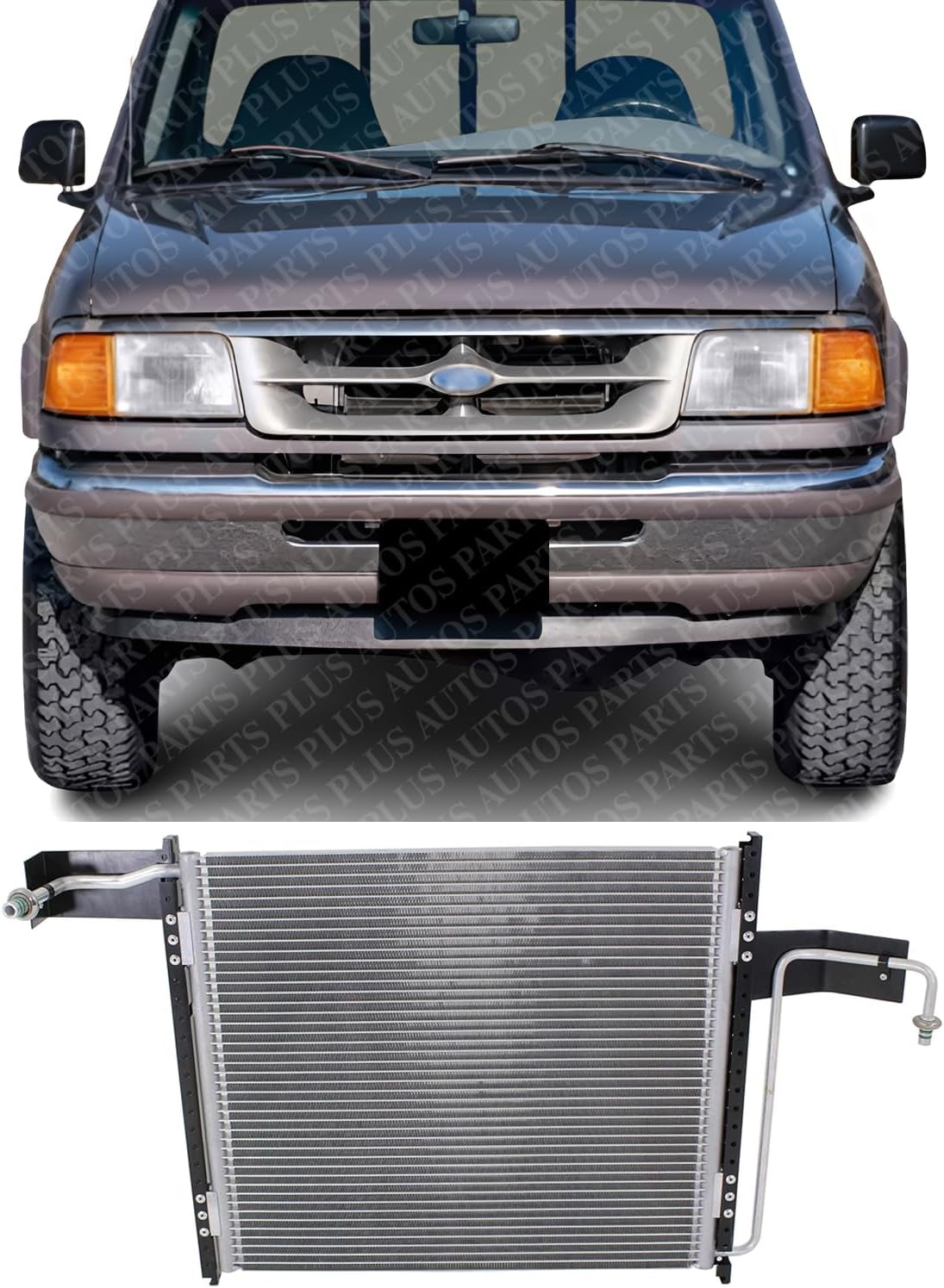 Front A/C Condenser Aluminum Core Direct Replacement Compatible With 1995-1997 Ford Ranger FO3030147 F57Z19712A