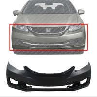 Front Bumper Cover Primed Direct Replacement Compatible With 2013-2015 Honda Civic Sedan HO1000290 04711TR3A50ZZ