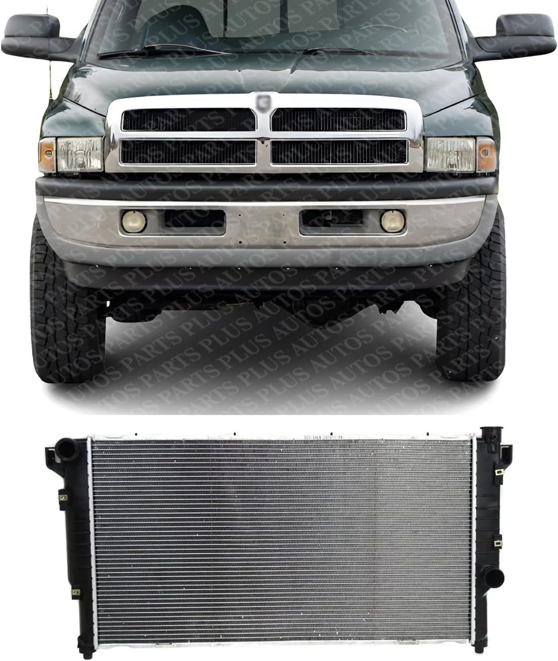 Front Radiator Aluminum Core Direct Replacement Compatible With 1994-2002 Dodge Ram 2500/3500 CH3010158 C4718044