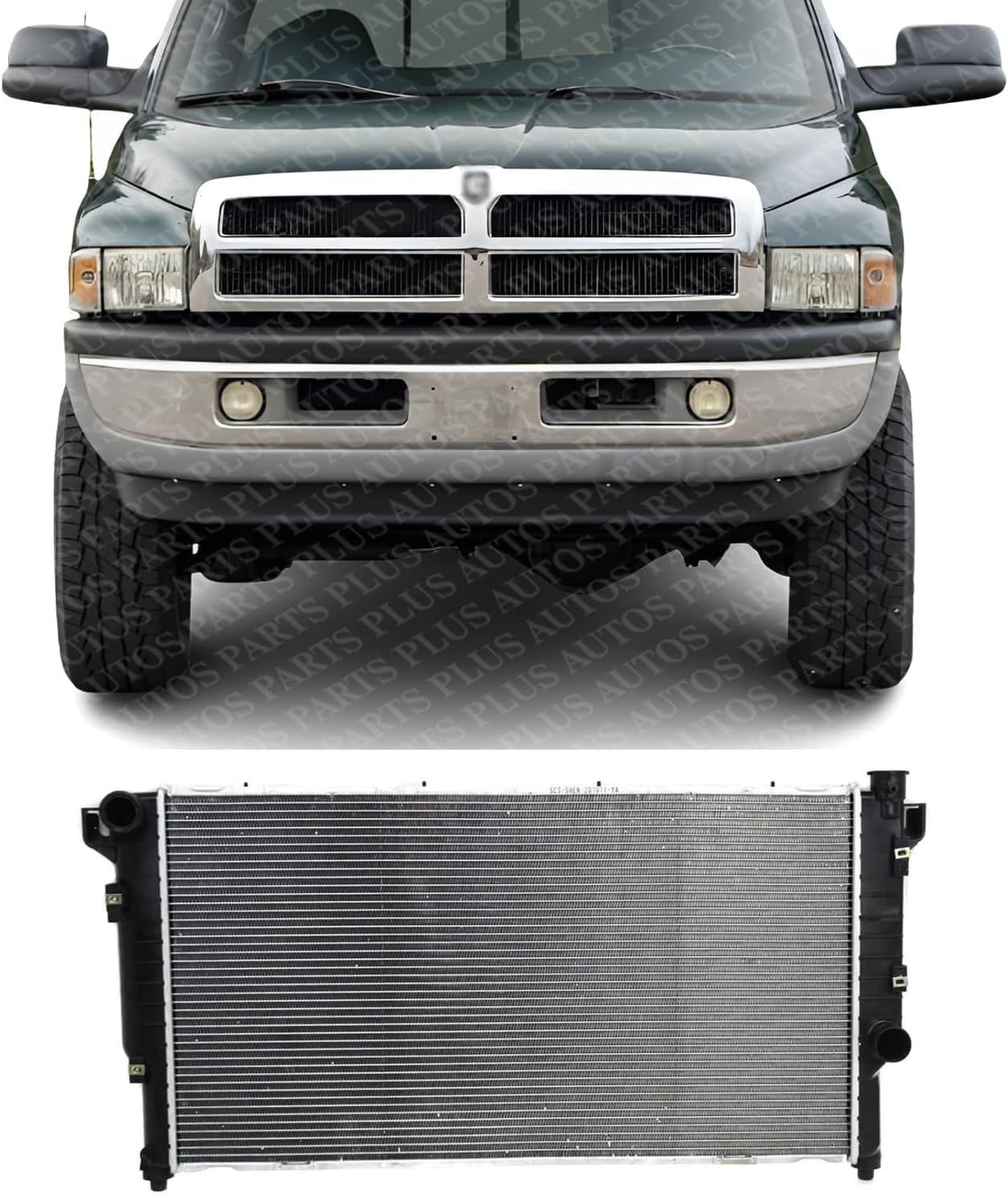Front Radiator Aluminum Core Direct Replacement Compatible With 1994-2002 Dodge Ram 2500/3500 CH3010158 C4718044