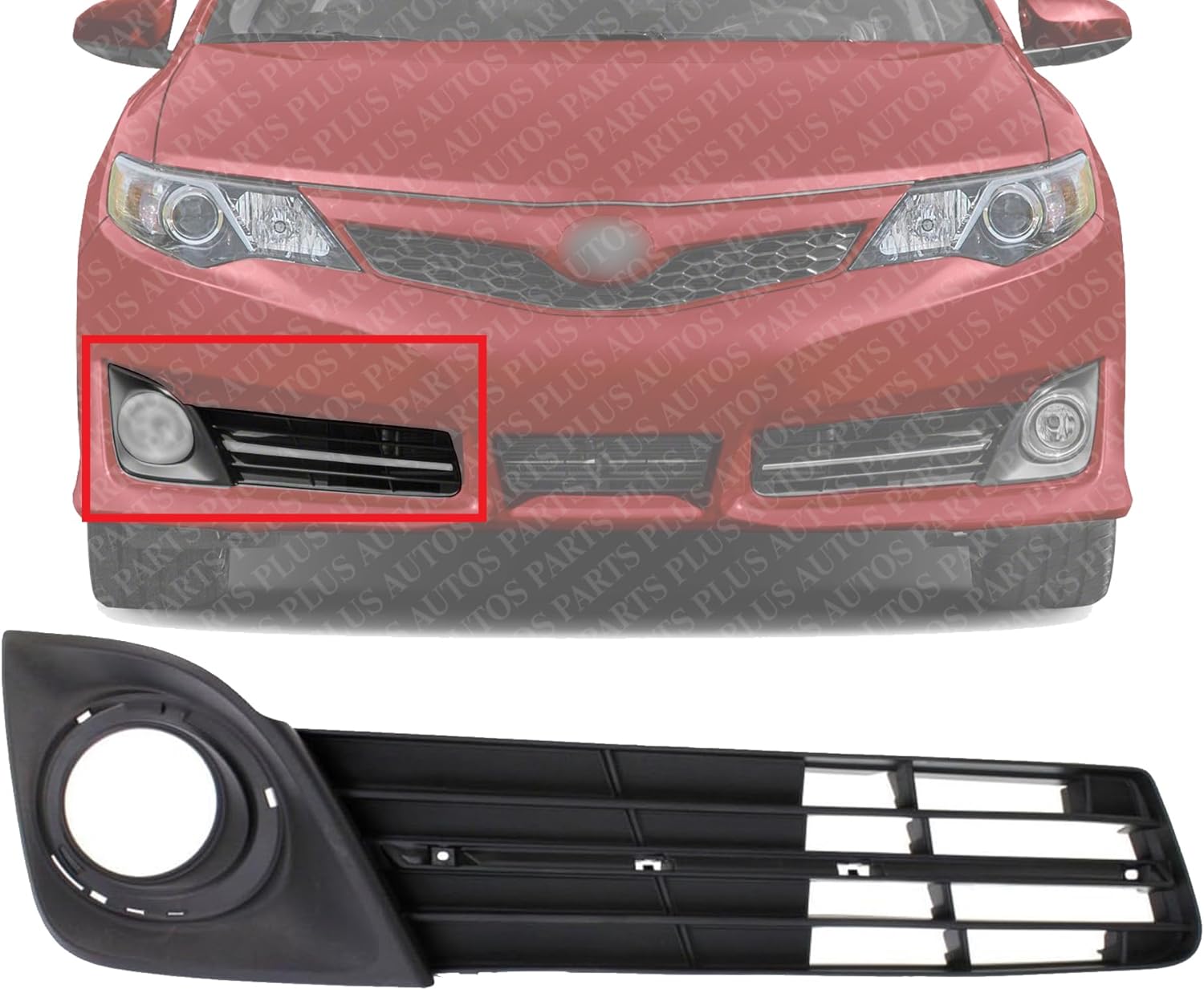 Front Fog Light Bezel Textured Right Passenger Side Direct Replacement Compatible With 2012-2014 Toyota Camry TO1039149 5212706290