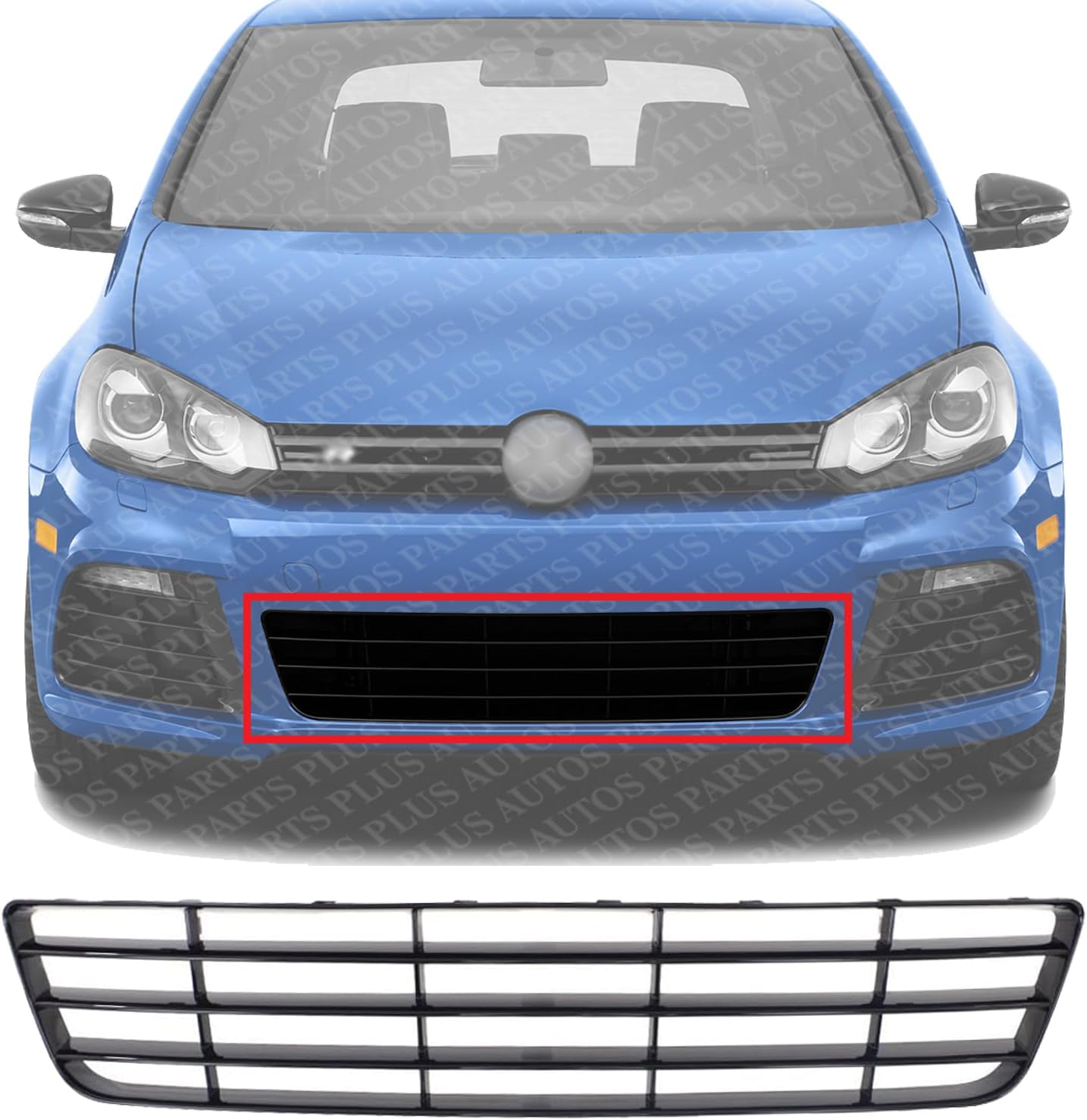Front Bumper Center Lower Grille Plastic Direct Replacement Compatible With 2012-2013 Volkswagen Golf VW1036130 5K0853671J041