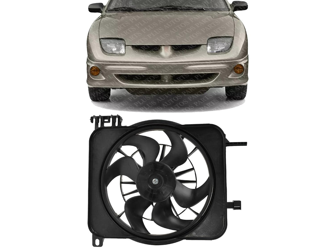 Front Radiator Fan Shroud Assembly Plastic with Air Conditioning Direct Replacement Compatible with 1995-2002 Chevrolet Cavalier GM3115106 22645919