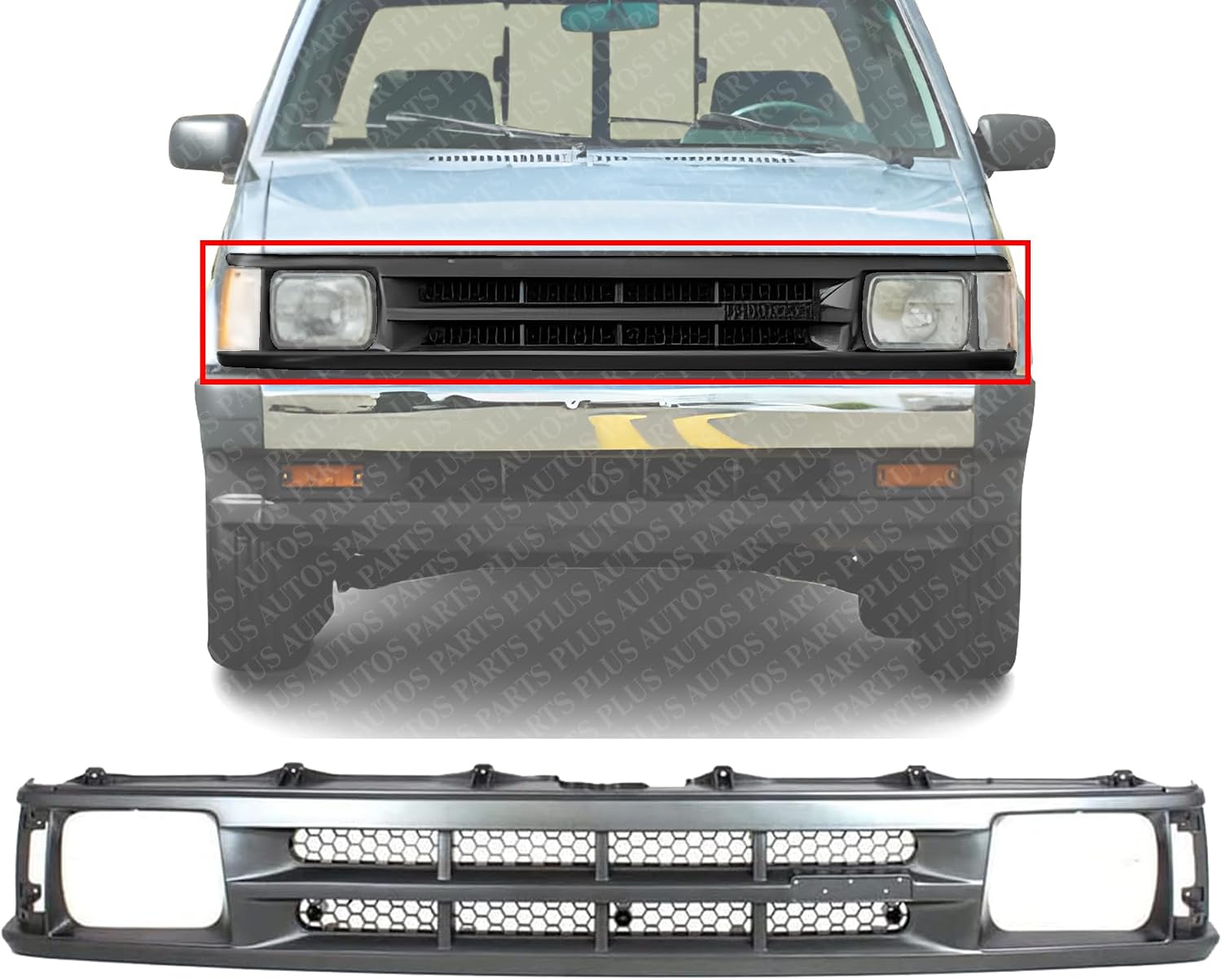 Front Grille Primed Plastic Direct Replacement Compatible With 1990-1993 Mazda Pickup MA1200126 UE5450710A