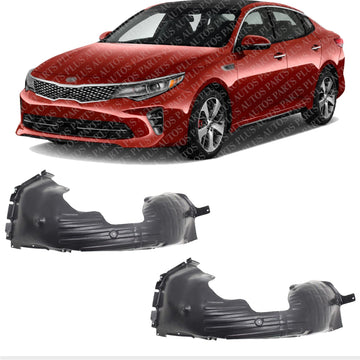 Set Of 2 Front Fender Liner Left Driver & Right Passenger Side Direct Replacement Compatible With 2016-2018 Kia Optima KI1249145 KI1248145 86812D5000 86811D5000