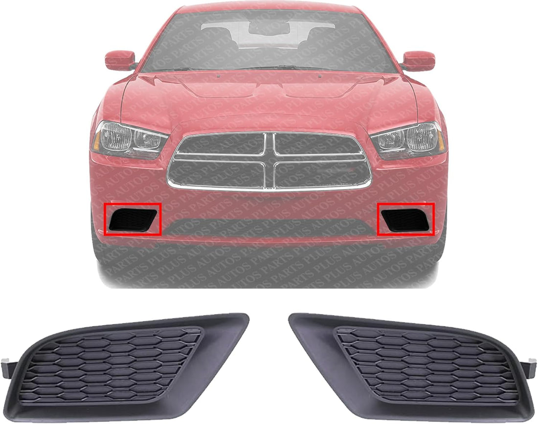 Set Of 2 Front Fog Light Cover Left Driver & Right Passenger Side Direct Replacement Compatible With 2011-2014 Dodge Charger CH1039131 CH1038131 68092570AA 68092571AA
