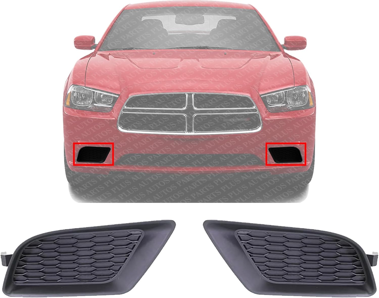 Set Of 2 Front Fog Light Cover Left Driver & Right Passenger Side Direct Replacement Compatible With 2011-2014 Dodge Charger CH1039131 CH1038131 68092570AA 68092571AA