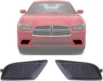 Set Of 2 Front Fog Light Cover Left Driver & Right Passenger Side Direct Replacement Compatible With 2011-2014 Dodge Charger CH1039131 CH1038131 68092570AA 68092571AA
