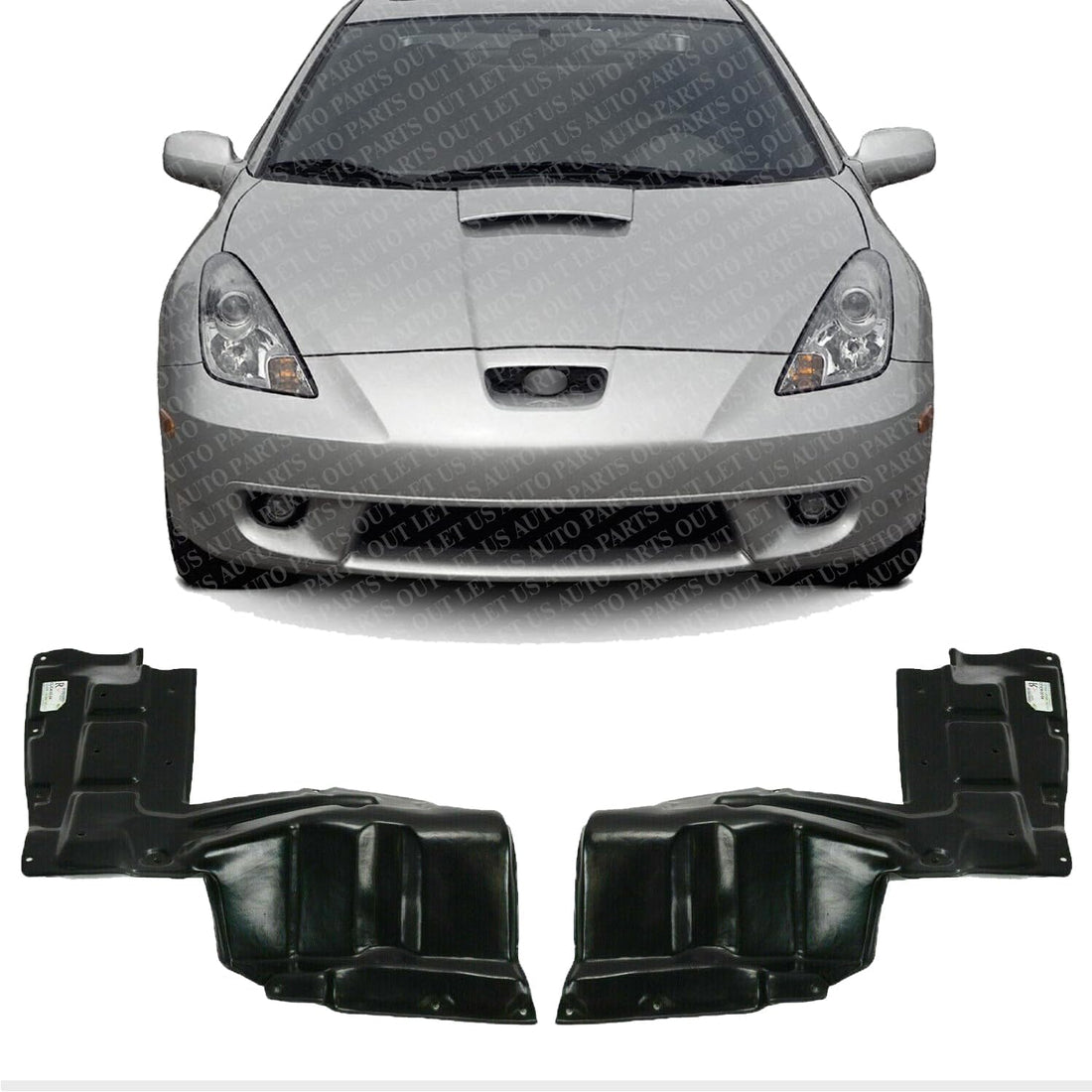 Set of 2 Front Engine Splash Shield Under Cover Left Driver & Right Passenger Side Direct Replacement Compatible with 2000-2005 Toyota Celica TO1228132 TO1228133 5140920120