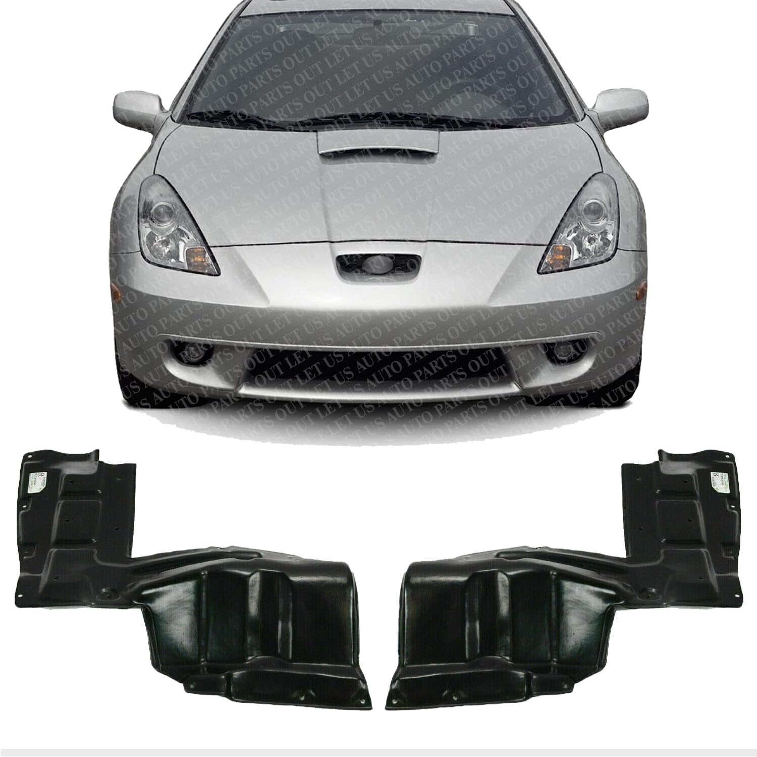 Set of 2 Front Engine Splash Shield Under Cover Left Driver & Right Passenger Side Direct Replacement Compatible with 2000-2005 Toyota Celica TO1228132 TO1228133 5140920120
