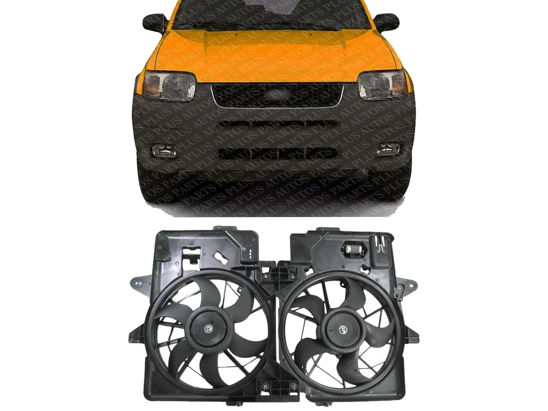 Front Dual Cooling Fan Assembly Plastic Direct Replacement Compatible with 2001-2004 Ford Escape / 2001-2006 Mazda Tribute MA3115121 2L8Z8C607GA