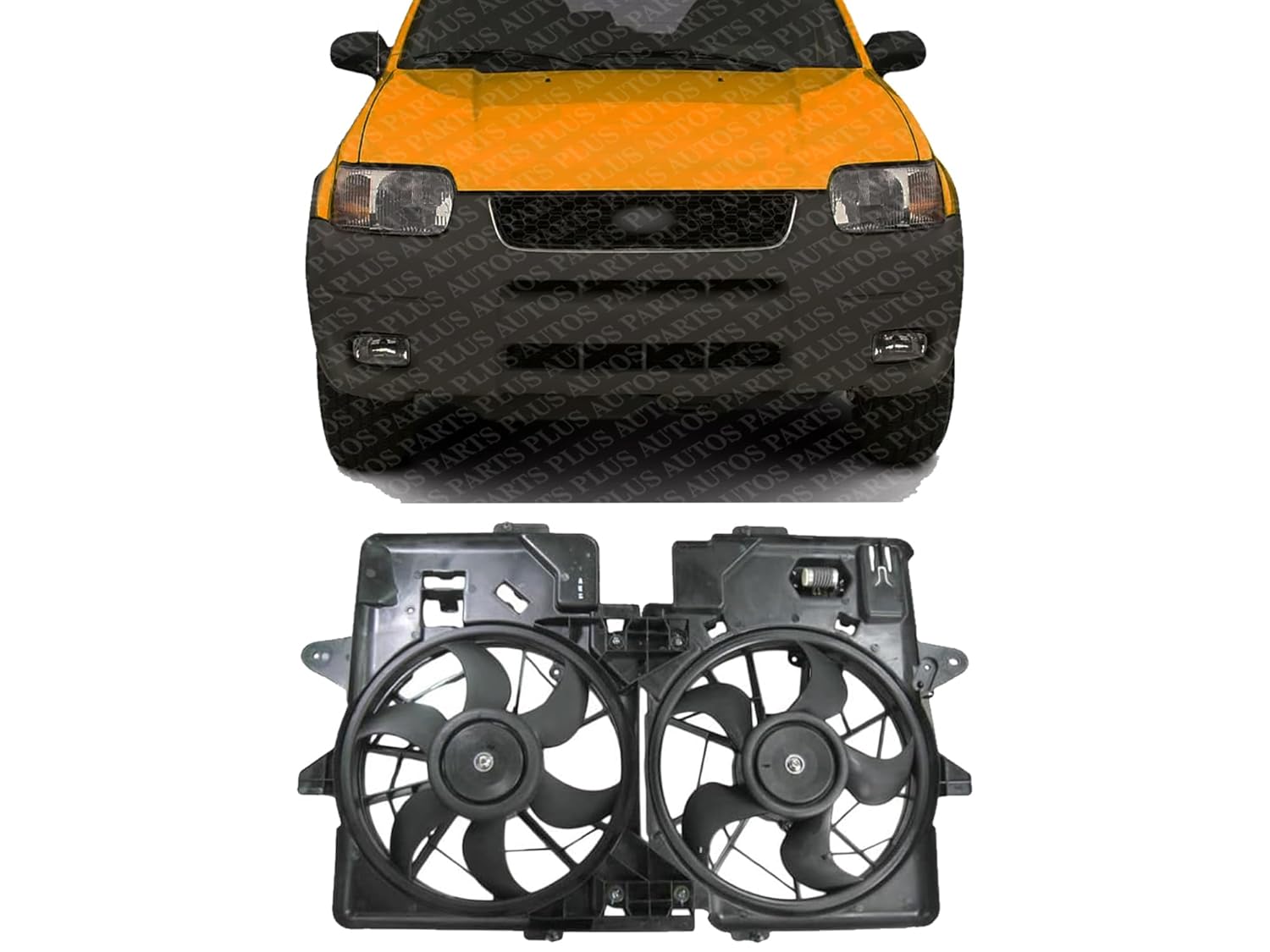 Front Dual Cooling Fan Assembly Plastic Direct Replacement Compatible with 2001-2004 Ford Escape / 2001-2006 Mazda Tribute MA3115121 2L8Z8C607GA