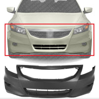 Front Bumper Cover Primed With Fog Light Holes Direct Replacement Compatible With 2011-2012 Honda Accord HO1000277 04711TE0A80ZZ