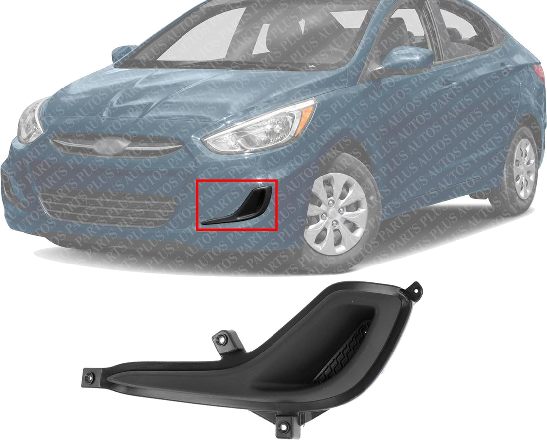Front Fog Light Cover Dark Gray Left Driver Side Direct Replacement Compatible With 2012-2017 Hyundai Accent HY1038111 865631R000
