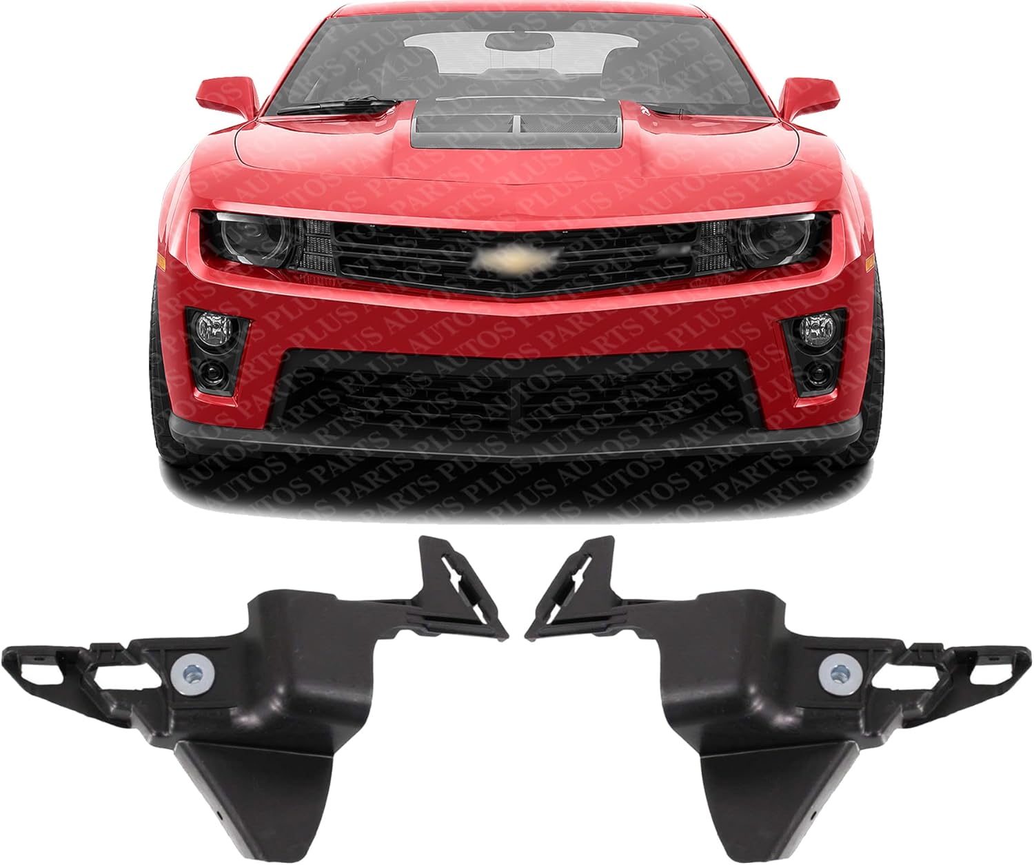 AUTOS PARTS PLUS Set Of 2 Front Bumper Bracket Plastic Left Driver & Right Passenger Side Direct Replacement Compatible With 2010-2015 Chevrolet Camaro GM1042115 GM1043115 92243318 92243317