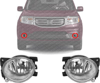 Set Of 2 Front Fog Light Plastic Lens and Housing Left Driver & Right Passenger Side Direct Replacement Compatible With 2009-2011 Honda Pilot HO2595100 HO2594100