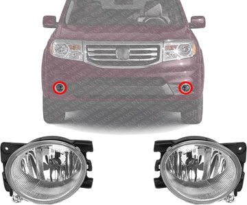 Set Of 2 Front Fog Light Plastic Lens and Housing Left Driver & Right Passenger Side Direct Replacement Compatible With 2009-2011 Honda Pilot HO2595100 HO2594100