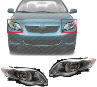 Set Of 2 Front Headlight Assembly With Black Interior Right Passenger & Left Driver Side Direct Replacement Compatible With 2009-2010 Toyota Corolla TO2503183 TO2502183 8111002680