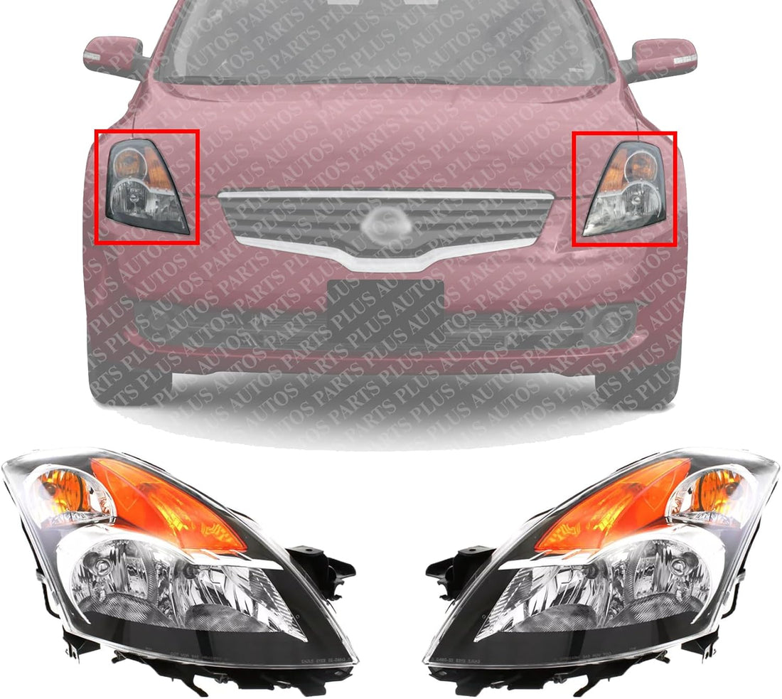 Set Of 2 Front Head Light Assembly Left Driver & Right Passenger Side Direct Replacement Compatible With 2007-2009 Nissan Altima NI2502187 NI2503187 26060JA00B 26010JA00B