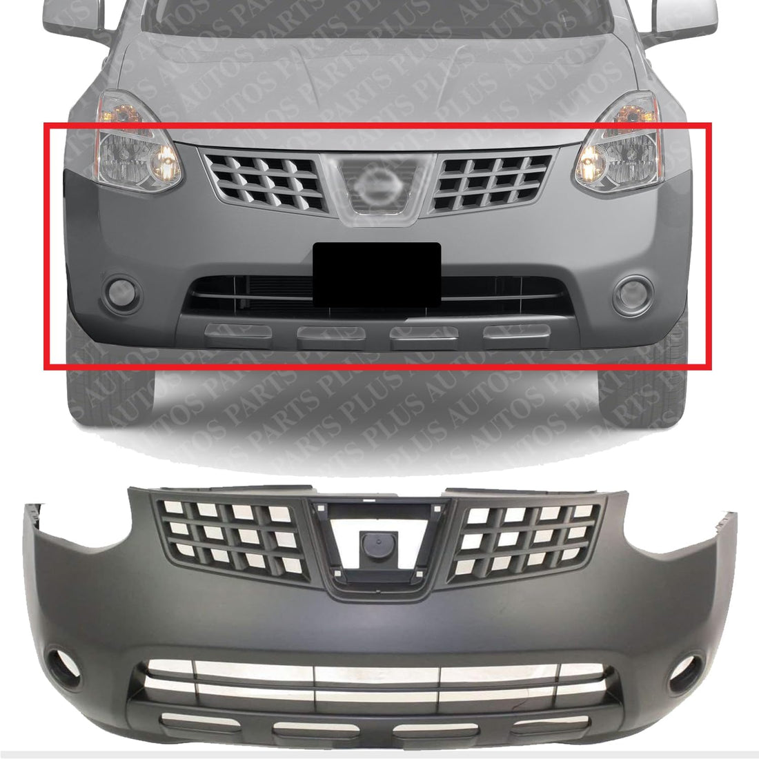 AUTOS PARTS PLUS Front Bumper Cover Primed Direct Replacement Compatible With 2008-2010 Nissan Rogue NI1000251 FBM22JM04J