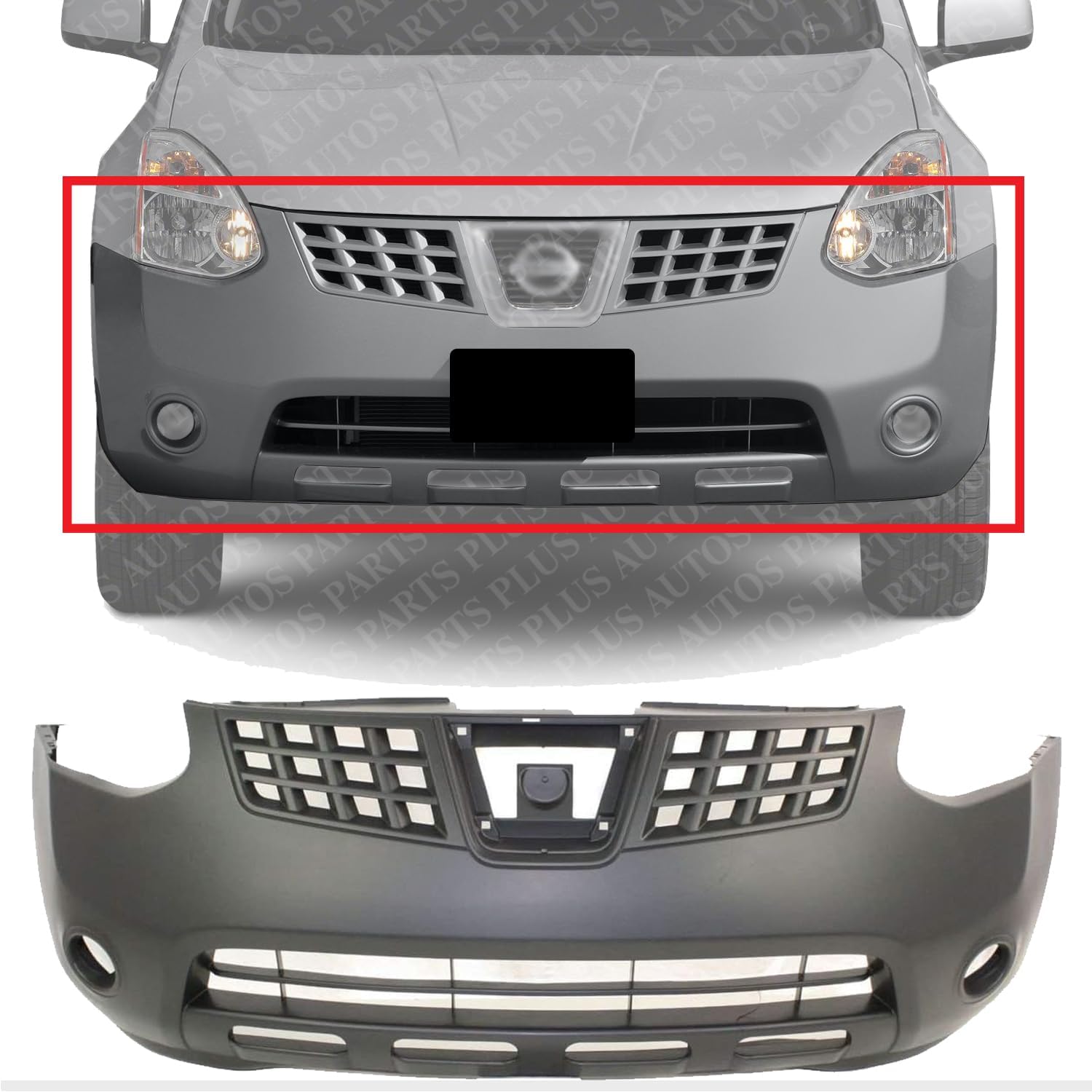 AUTOS PARTS PLUS Front Bumper Cover Primed Direct Replacement Compatible With 2008-2010 Nissan Rogue NI1000251 FBM22JM04J