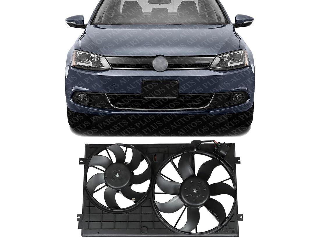 Front Radiator Cooling Dual Fan Assembly Plastic Direct Replacement Compatible with 2005-2015 Volkswagen Jetta VW3120100 1K0121207BB9B9-PFM 1K0959455ET