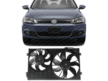 Front Radiator Cooling Dual Fan Assembly Plastic Direct Replacement Compatible with 2005-2015 Volkswagen Jetta VW3120100 1K0121207BB9B9-PFM 1K0959455ET